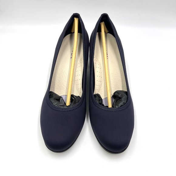 10XW 10 2E Aravon Career Navy Blue Comfort Dress‎ Pumps Block Heels Shoes - Picture 2 of 15